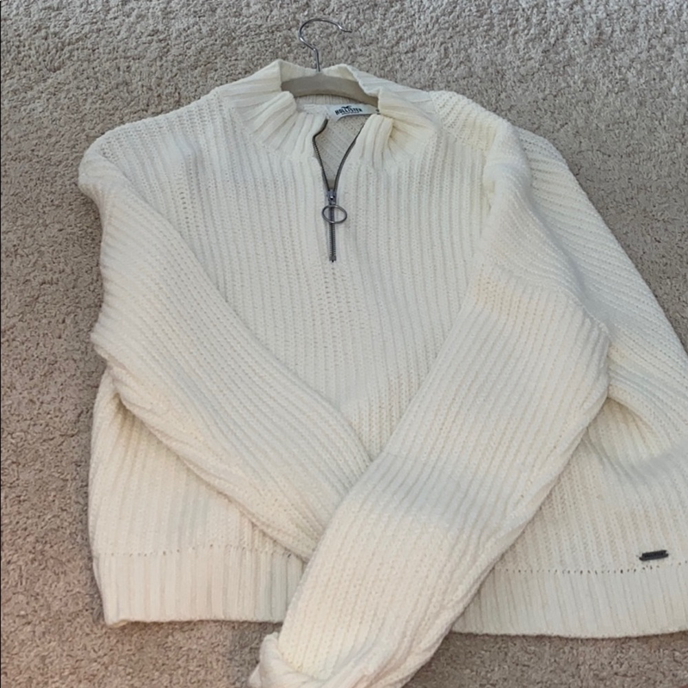 White Zip Up Sweater
